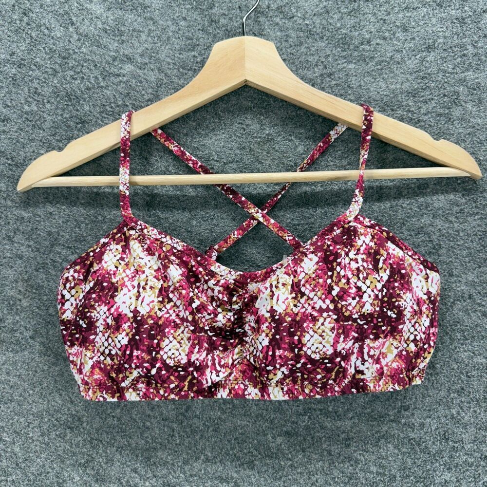 Crane Bikini Top Women M Medium Red Animal Print Push Up Sleeveless Racerback